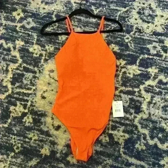 The Asbury Rib 1PC Andie Swim Swimsuit Orange - Picture 2 of 4